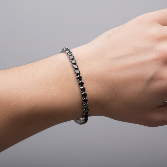 Bracciale Uomo Steel Tennis Nero in Acciaio - 4US