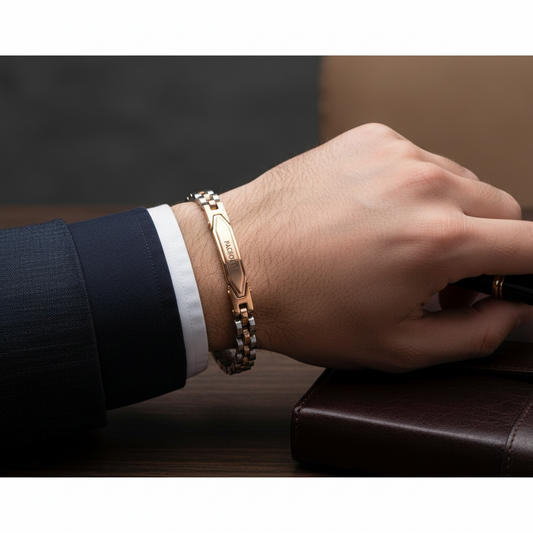 Bracciale Uomo in Acciaio e PVD Oro Rosa - 4US