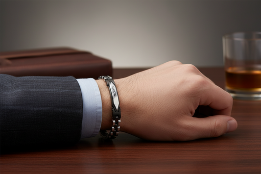 Bracciale Uomo in Acciaio e PVD Nero Maglia Jubile - 4US