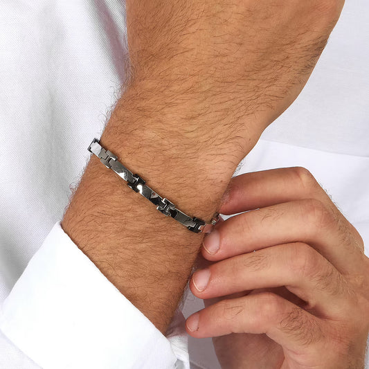 Bracciale Uomo MORELLATO Motown in Acciaio con Maglie Silver Nero