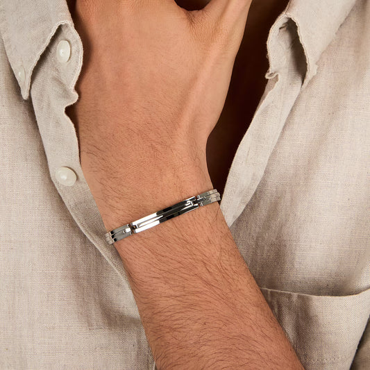 Bracciale Uomo MORELLATO Motown in Acciaio con Placca Centrale