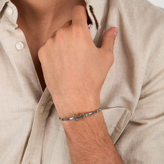 Bracciale Uomo MORELLATO in Acciaio con Ancora e Cristalli
