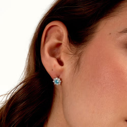 Orecchini Donna MORELLATO in Argento 925 Fiore con Pietra Azzurra e Zirconi