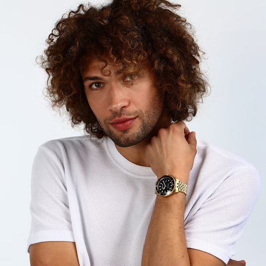 Orologio Uomo SECTOR 230 Solo Tempo in Acciaio Dorato con Quadrante Nero