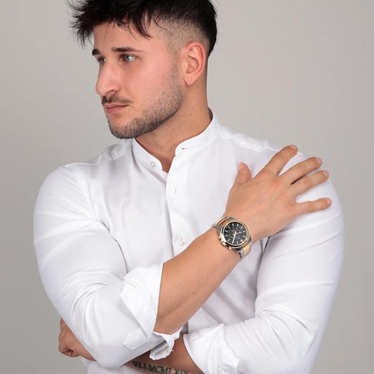 Orologio Uomo LUCIEN ROCHAT Léman Cronografo in Acciaio Dorato con Quadrante Nero