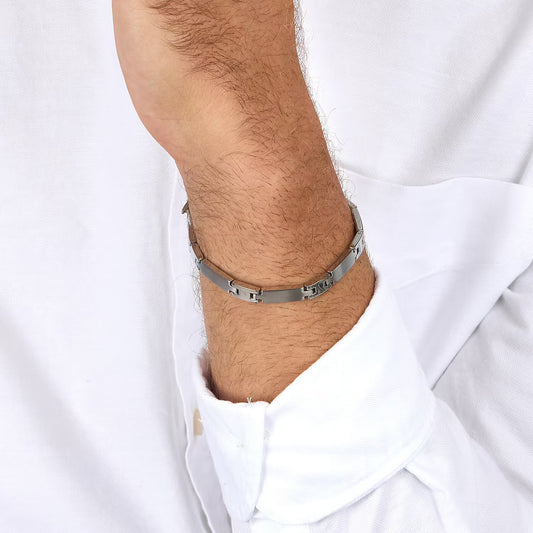 Bracciale Uomo MORELLATO Motown in Acciaio con Placca Lavorata