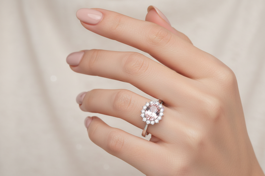 Anello Donna Lady in Argento con Morganite e Zirconi - AMEN