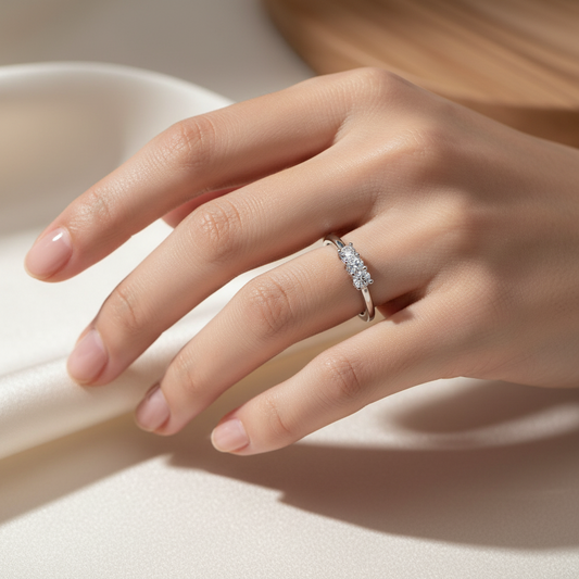 Anello Trilogy Minimal in Oro Bianco 18kt - LUCCIOLE