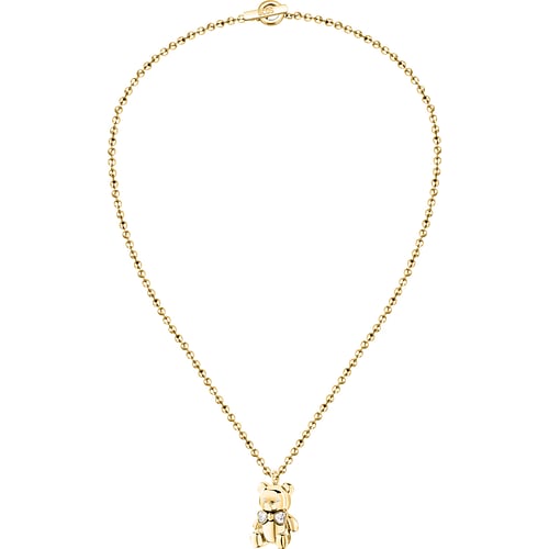 Collana Donna GCDS Coraggio Bear in Acciaio Dorato e Fiocco Bianco