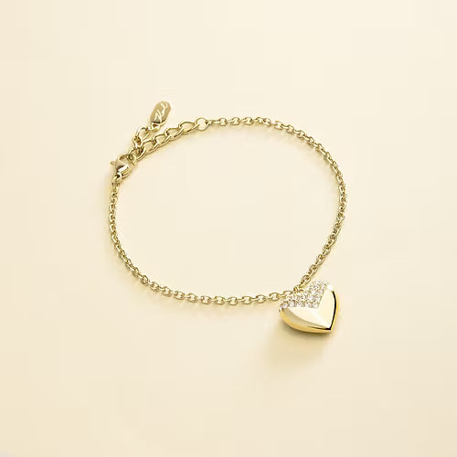 Bracciale Donna KARL LAGERFELD Pave Amour in Acciaio Dorato e Cristalli