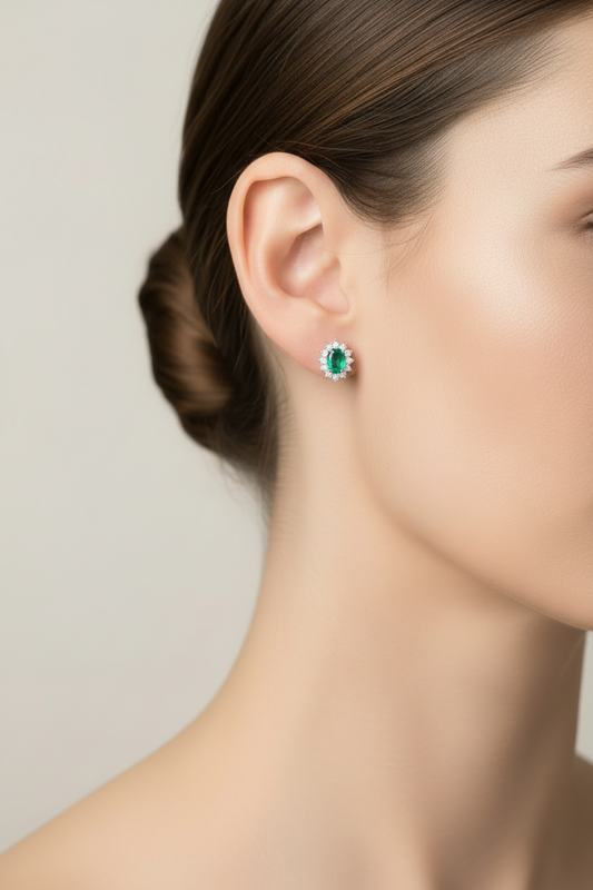 Orecchini Donna Lady in Argento con Zircone Verde Acqua - AMEN