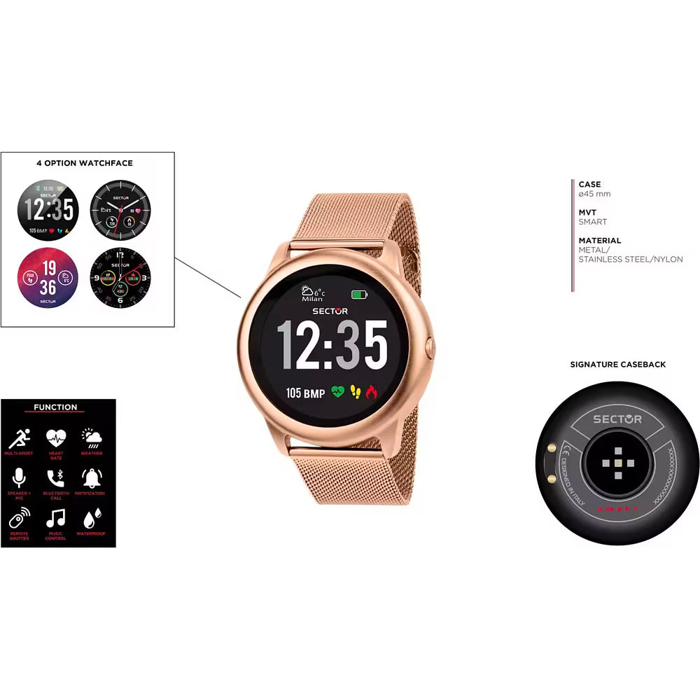 Smartwatch Unisex SECTOR S-01 Oro Rosa in Acciaio