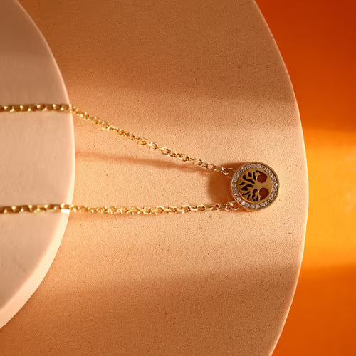 Collana Donna MORELLATO Albero Della Vita in Acciaio Dorato e Cristalli