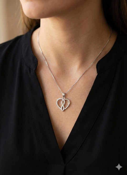 Collana Donna in Argento 925 con Cuore Intrecciato - GIOJA