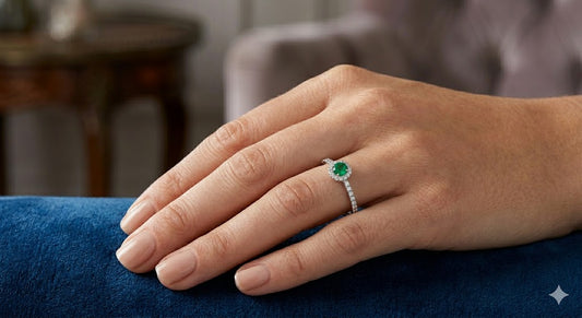 Anello Tondo in Oro Bianco 18kt Verde Smeraldo - PONTILLO