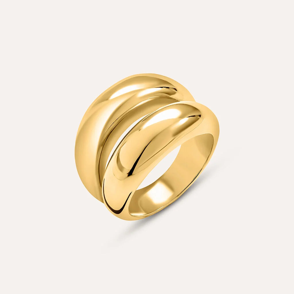 Anello Donna a Doppia Fascia in Acciaio Dorato - STROILI