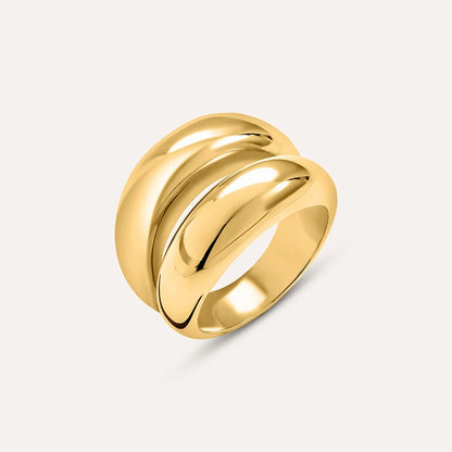 Anello Donna a Doppia Fascia in Acciaio Dorato - STROILI