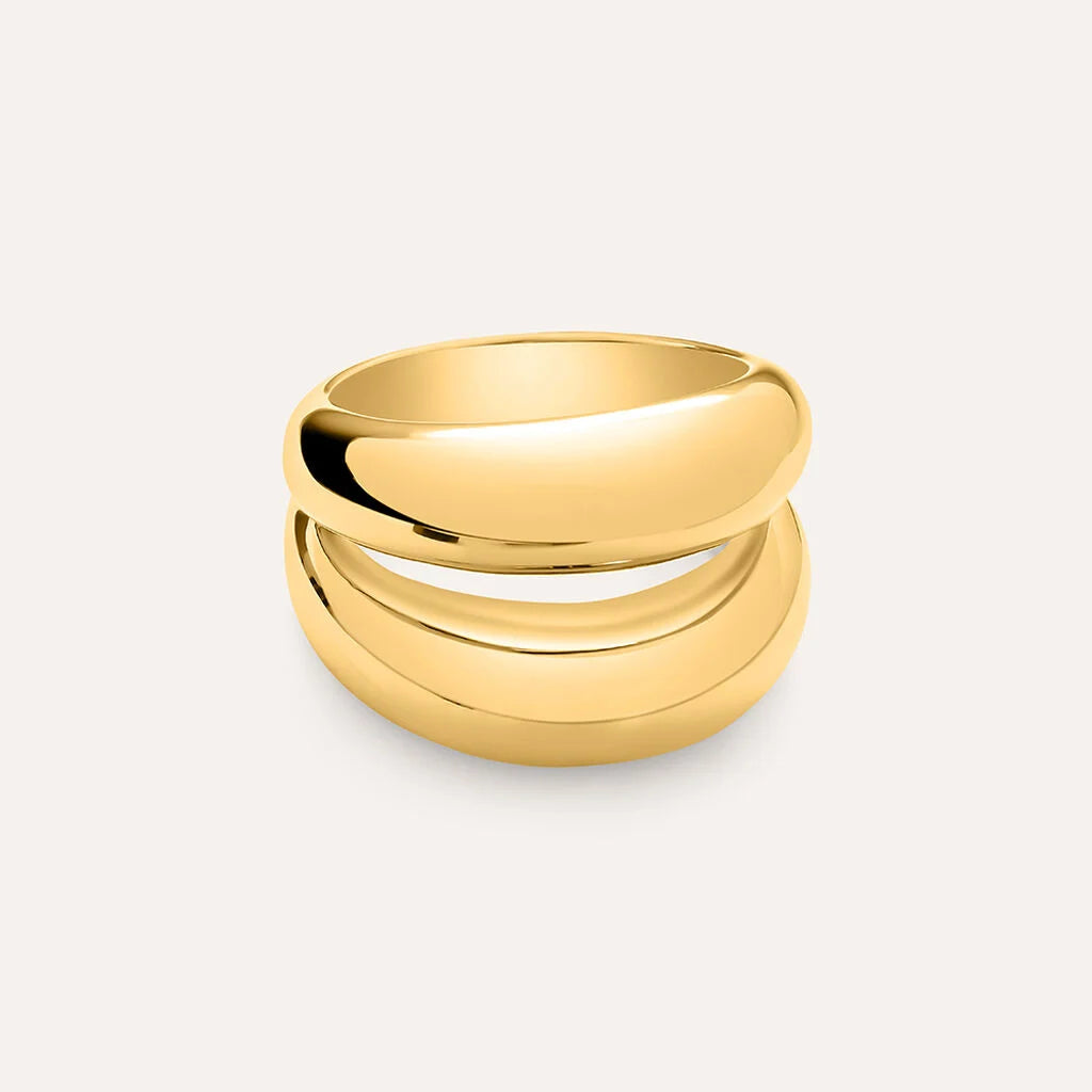 Anello Donna a Doppia Fascia in Acciaio Dorato - STROILI