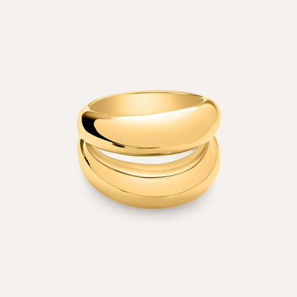 Anello Donna a Doppia Fascia in Acciaio Dorato - STROILI