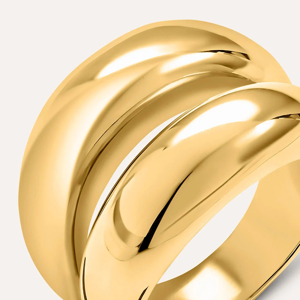 Anello Donna a Doppia Fascia in Acciaio Dorato - STROILI