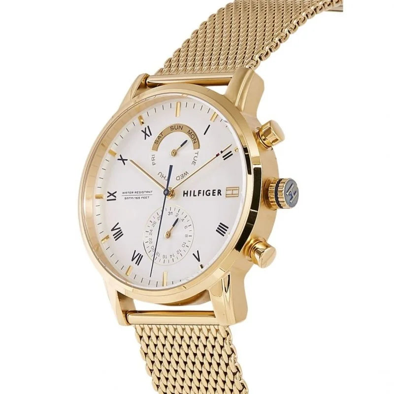 Orologio Uomo Tommy Hilfiger – Raffinatezza Gold con Quadrante Bianco e Blu