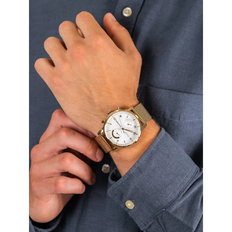 Orologio Uomo Tommy Hilfiger – Raffinatezza Gold con Quadrante Bianco e Blu