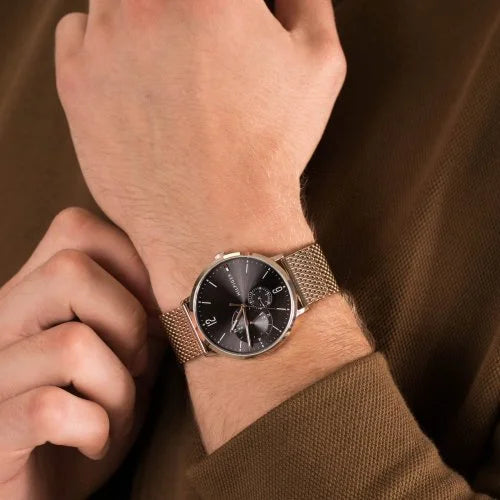 Orologio Uomo Tommy Hilfiger Brooklyn - Multifunzione in Acciaio Maglia Milanese Gold Rose