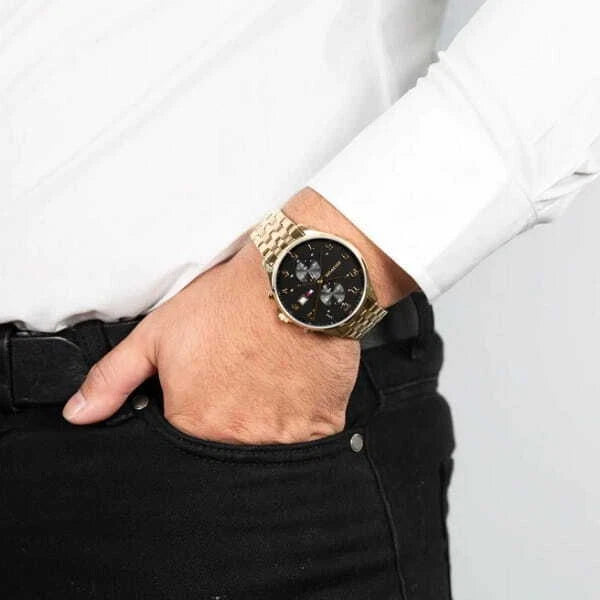 Orologio Uomo Tommy Hilfiger West  – Eleganza Dual-Timer in Acciaio Oro e Nero