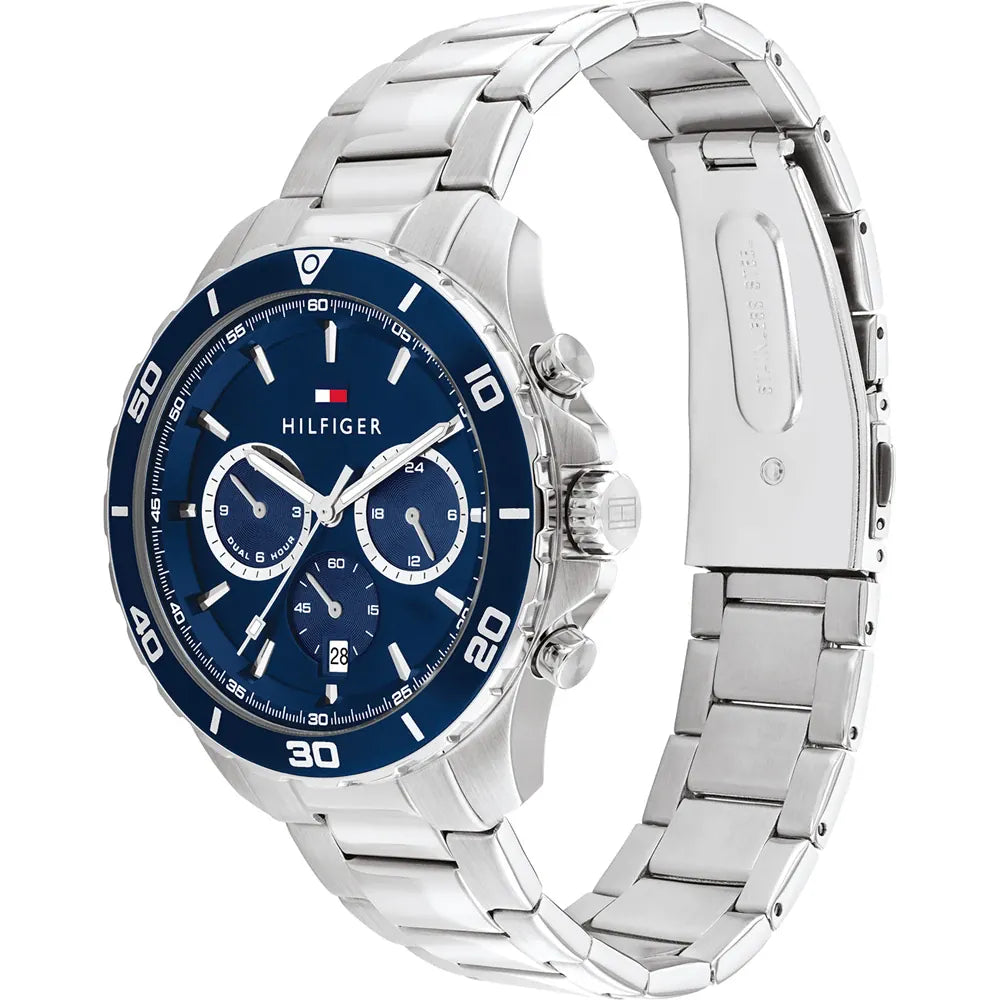 Orologio Uomo Tommy Hilfiger Jordan - Cronografo in Acciaio Quadrante Blu