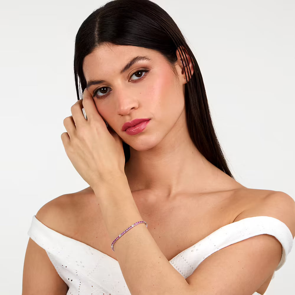Bracciale Donna MORELLATO Tennis in Argento 925 con Zirconi Rosa e Bianchi