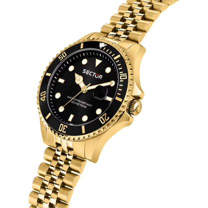 Orologio Uomo SECTOR 230 Solo Tempo in Acciaio Dorato con Quadrante Nero
