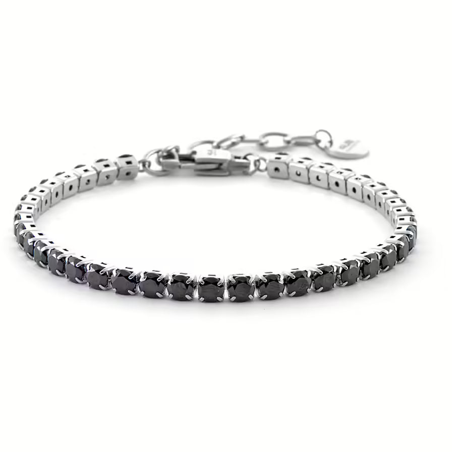 Bracciale Uomo Steel Tennis Nero in Acciaio - 4US
