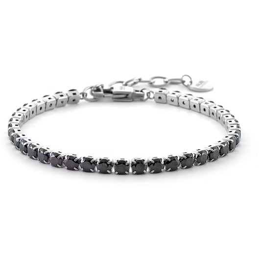Bracciale Uomo Steel Tennis Nero in Acciaio - 4US