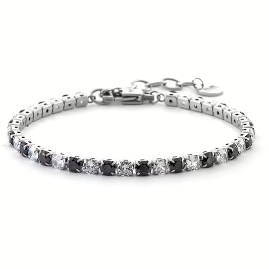Bracciale Uomo Steel Tennis in Acciaio Nero e Bianco - 4US