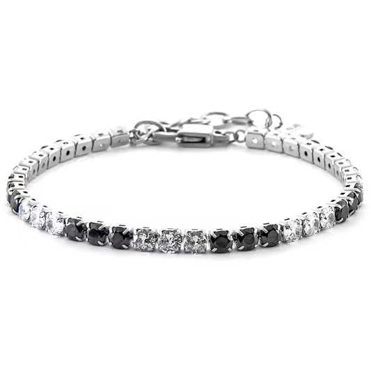 Bracciale Uomo Steel Tennis in Acciaio 3 Neri 3 Bianchi - 4US