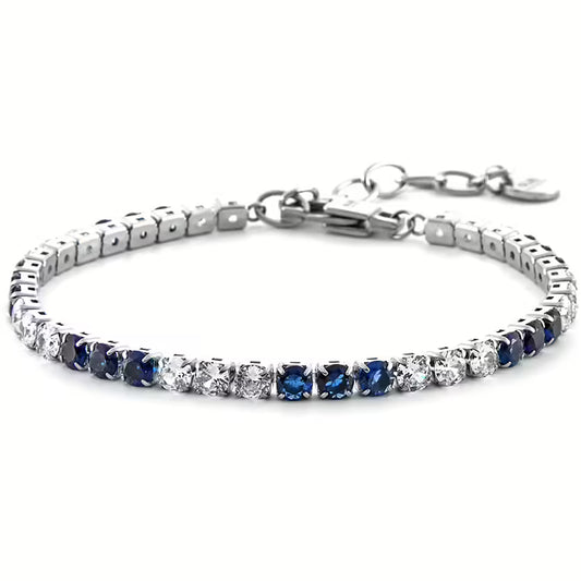 Bracciale Uomo Steel Tennis in Acciaio 3 Blu 3 Bianchi - 4US