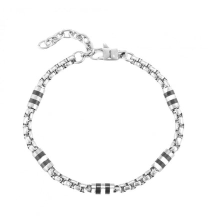 Bracciale Uomo Barilotto Acciaio e Nero - 4US