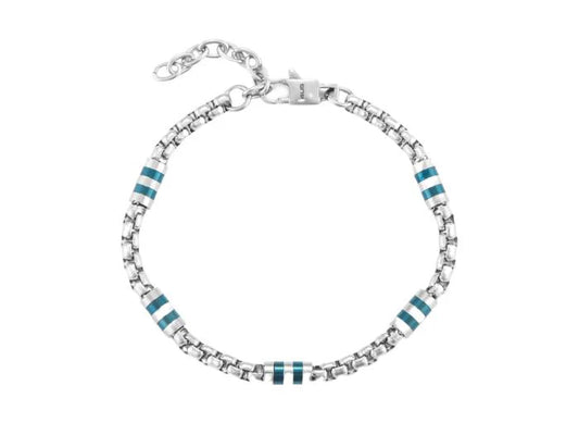 Bracciale Uomo Barilotto in Acciaio Silver e Blu - 4US