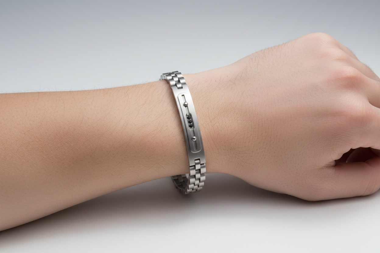 Bracciale Uomo Classic in Acciaio e Zirconi Neri - 4US
