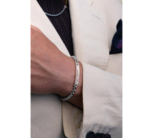 Bracciale Uomo in Acciaio Lucido e Satinato - 4US