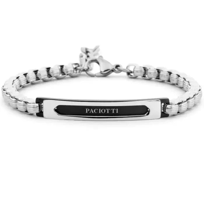 Bracciale Uomo in Acciaio PVD Nero e Zircone Nero - 4US