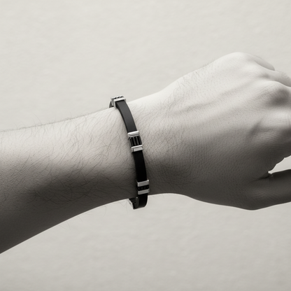 Bracciale Uomo in Acciaio e PVD Nero - 4US