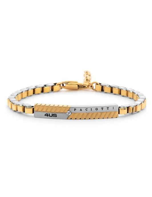 Bracciale Uomo in Acciaio Lucido e Satinato PVD Oro - 4US