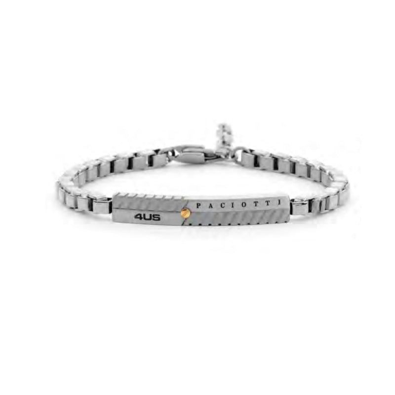 Bracciale Uomo in Acciaio Lucido e Satinato con Vite Dorata - 4US