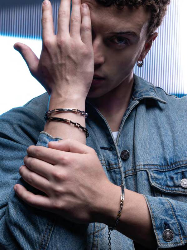 Bracciale Uomo in Acciaio e PVD Oro Rosa - 4US