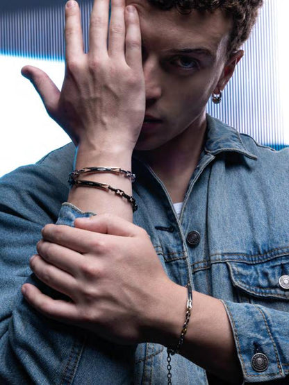 Bracciale Uomo in Acciaio e PVD Oro Rosa - 4US