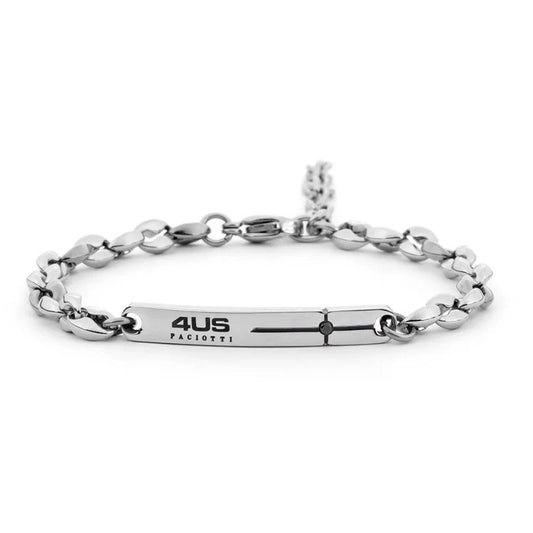 Bracciale Uomo in Acciaio PVD Nero e Zircone Nero - 4US