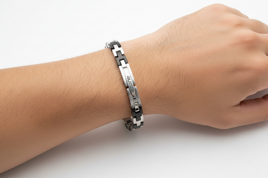 Bracciale Uomo in Acciaio e PVD Nero - 4US