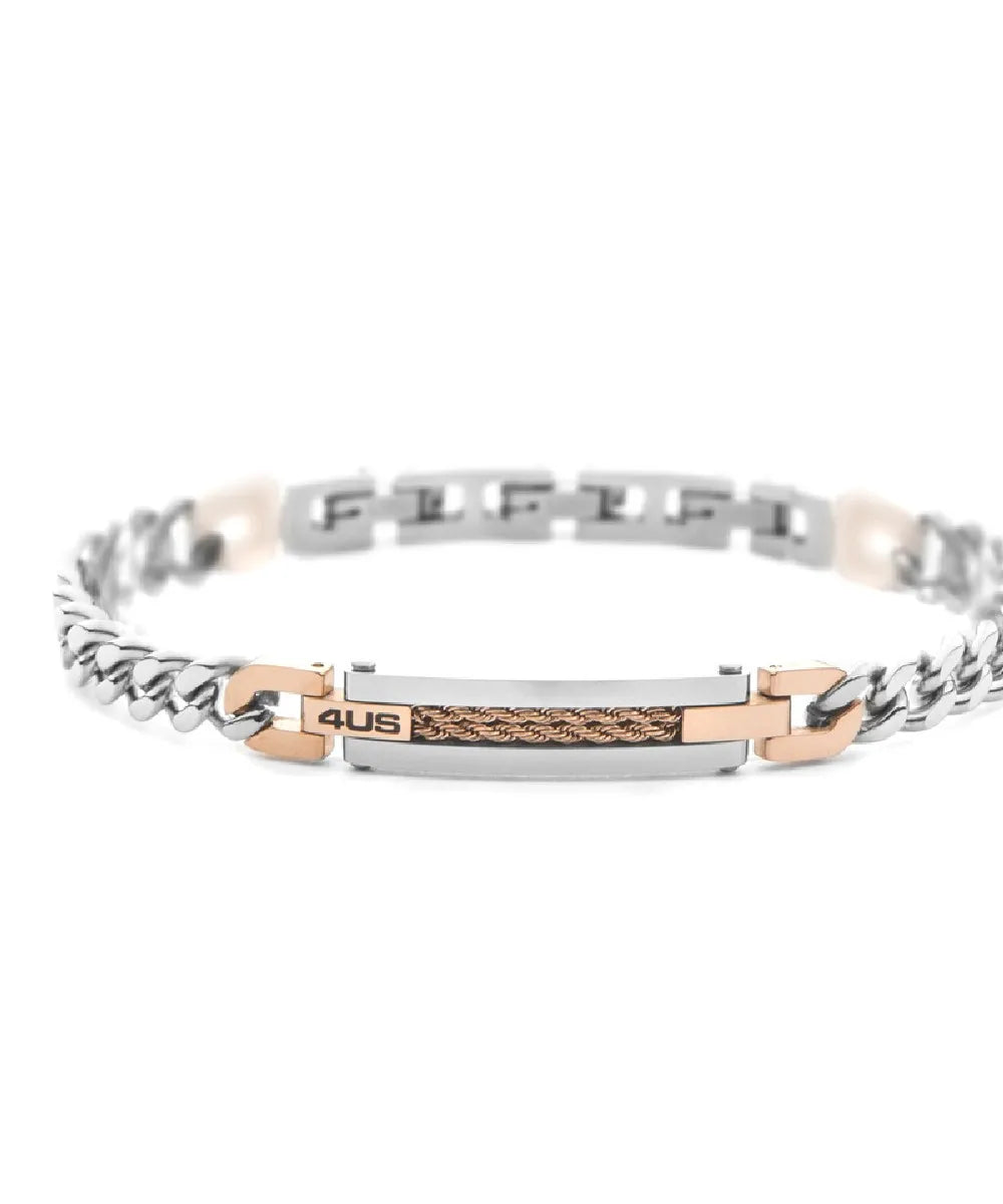 Bracciale Uomo in Acciaio PVD Oro Rosa - 4US