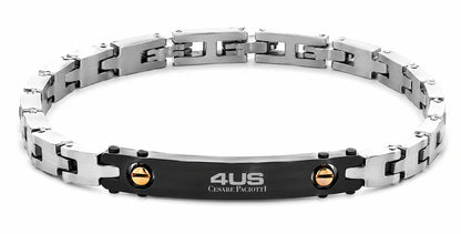 Bracciale Uomo in Acciaio PVD Gun e PVD Oro Rosa - 4US